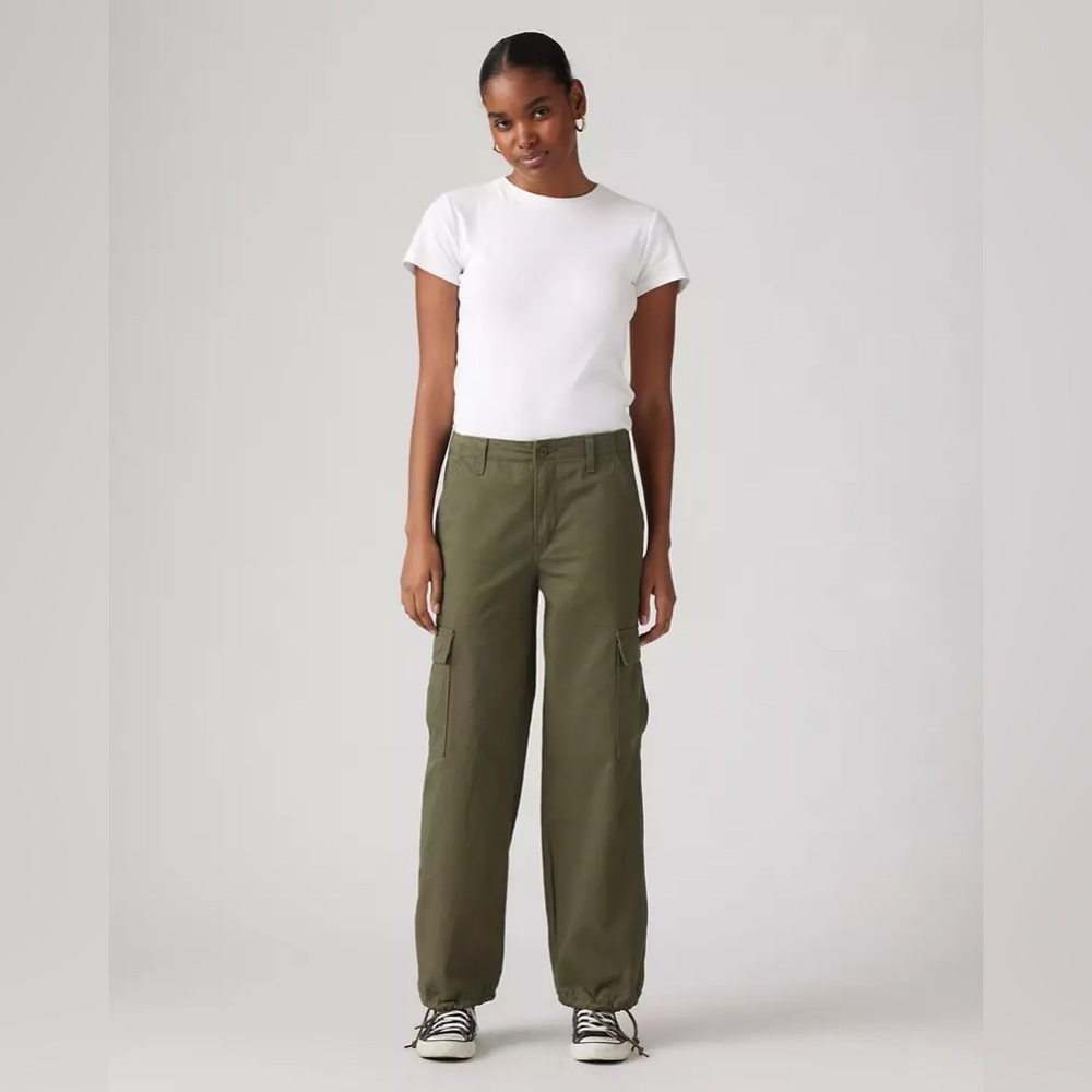 Levi’s ’94 Baggy Army Green Cotton Twill Cargo Jogger Utility Pants Size 27